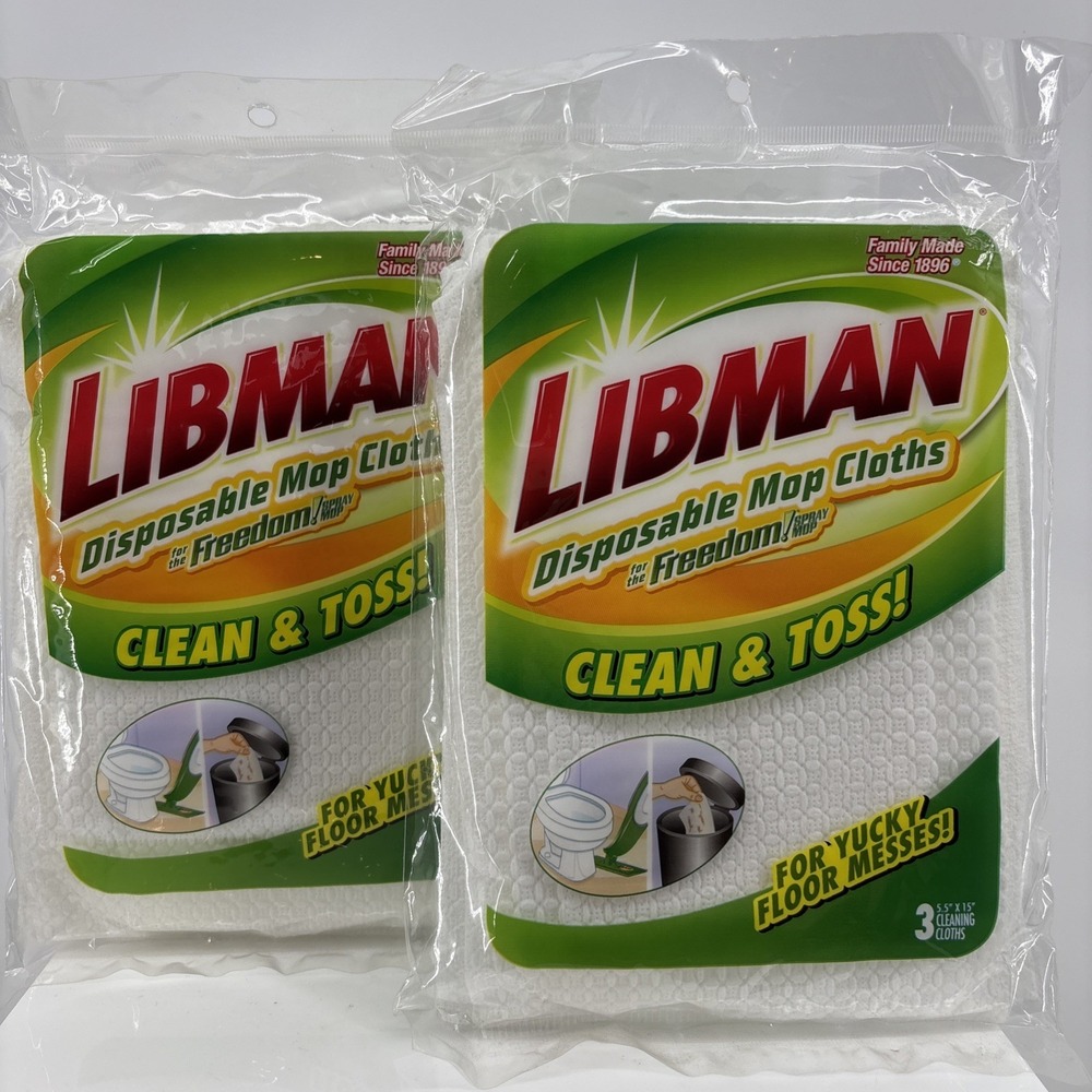 2 Libman Freedom Spray Mop Cleaning Cloth Refill Pad Clean & Toss Disposable